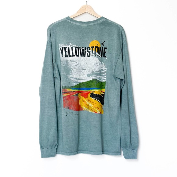 NWT Pacsun Yellowstone Long Sleeve T-Shirt Graphic Tee Green Teal — M - Picture 3 of 7